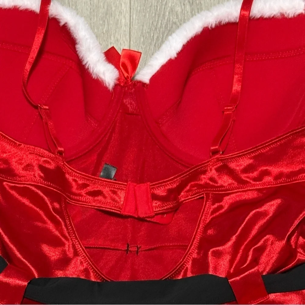 Yandy Santa Helper Lingerie Holiday with White Santa Style Trim and built in bra